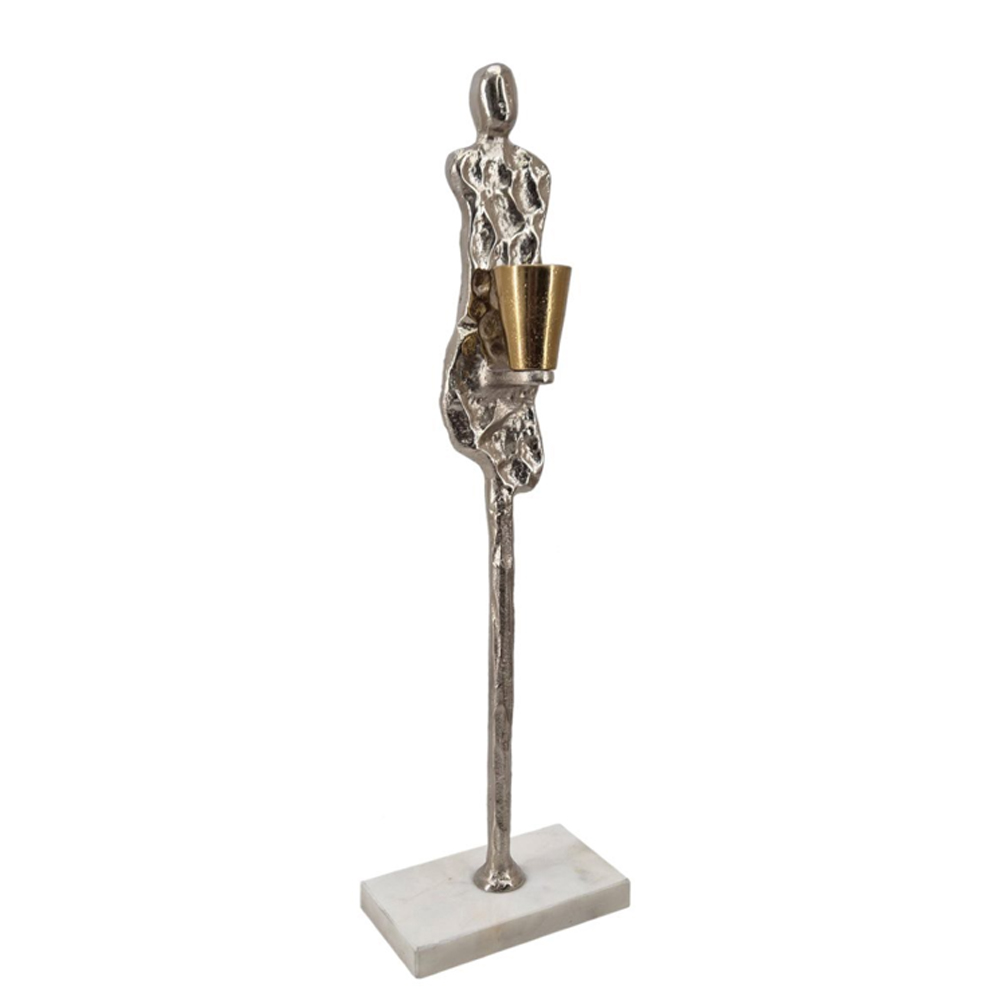 Artekko Figurine Κηροπηγιο με Φιγούρα Μέταλλο Μάρμαρο Ασημί Χρυσό (12.1×7.6×40.1)cm Artekko 86846-DS Artekko Figurine Κηροπηγιο με Φιγούρα Μέταλλο Μάρμαρο Ασημί Χρυσό (12.1×7.6×40.1)cm Artekko 86846-DS