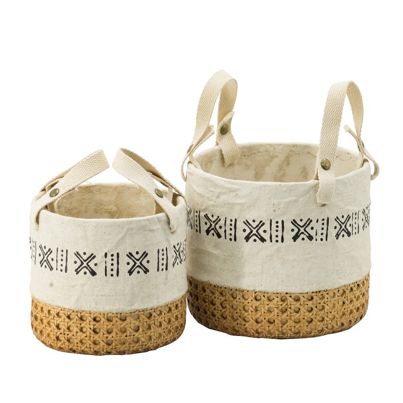 Artekko Knitt Κασπώ Τσιμεντένιο Μπεζ Λευκό (19.5×19.5×17.5)cm Σετ/2 Artekko D9052