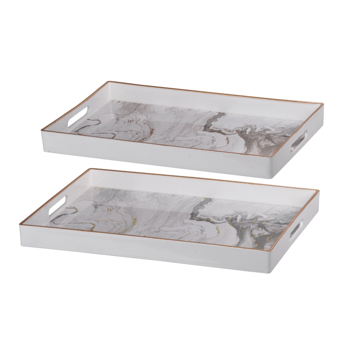 Artekko Tray Δίσκος Διακοσμητικός Πλαστικό Μαύρο Λευκό (48x36x5)cm Σετ/2 Artekko DF43576-WHIT-DS Artekko Tray Δίσκος Διακοσμητικός Πλαστικό Μαύρο Λευκό (48x36x5)cm Σετ/2 Artekko DF43576-WHIT-DS