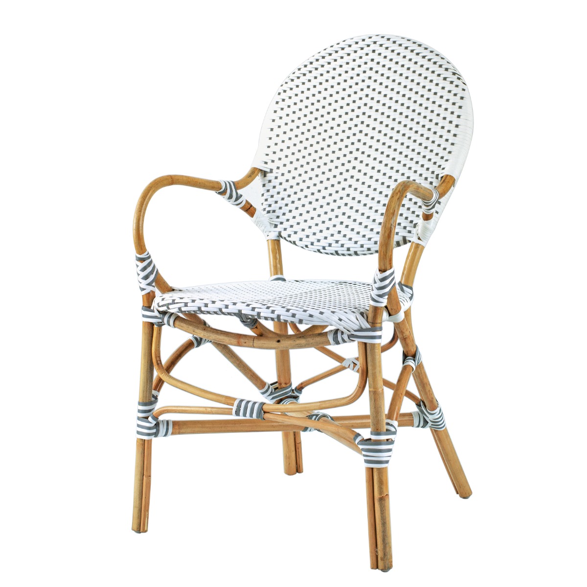 Artekko Rattan Πολυθρόνα Καρέκλα από Ρατάν σε Φυσική Απόχρωση Λευκό (53.3×53.9×91.4)cm Artekko SA80059-AB