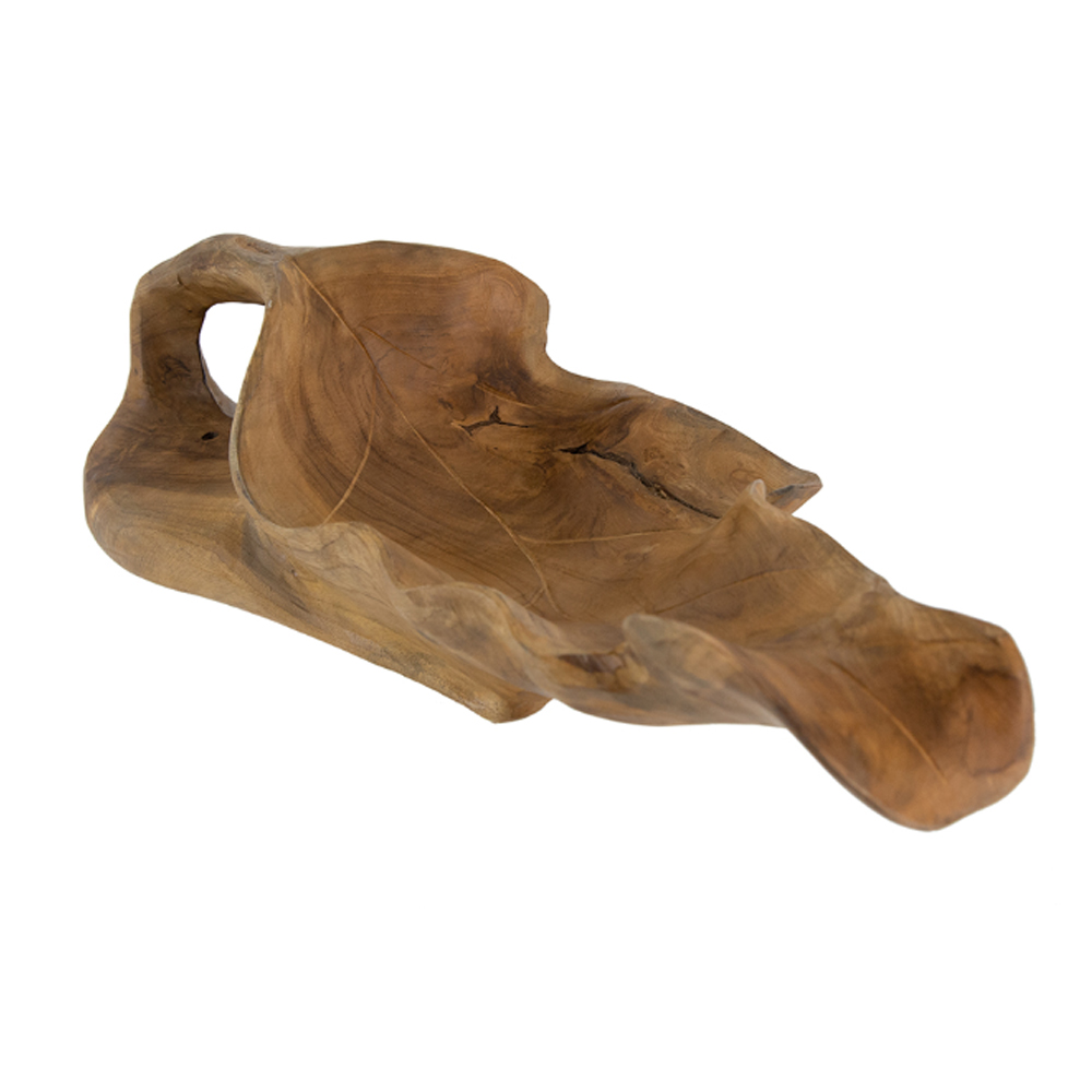 Artekko Woody Διακοσμητική Πιατέλα Φύλλο από Ξύλο Teak Φυσική Απόχρωση (55x25x20)cm Artekko SA80213