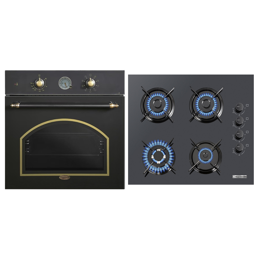 MULTIHOME ΣΕΤ ΦΟΥΡΝΟΣ MH-6051 BLACK RETRO + ΕΣΤΙΑ ΥΓΡΑΕΡΙΟΥ MH-6107 ΜΑΥΡΟ MULTIHOME 999-002-87874