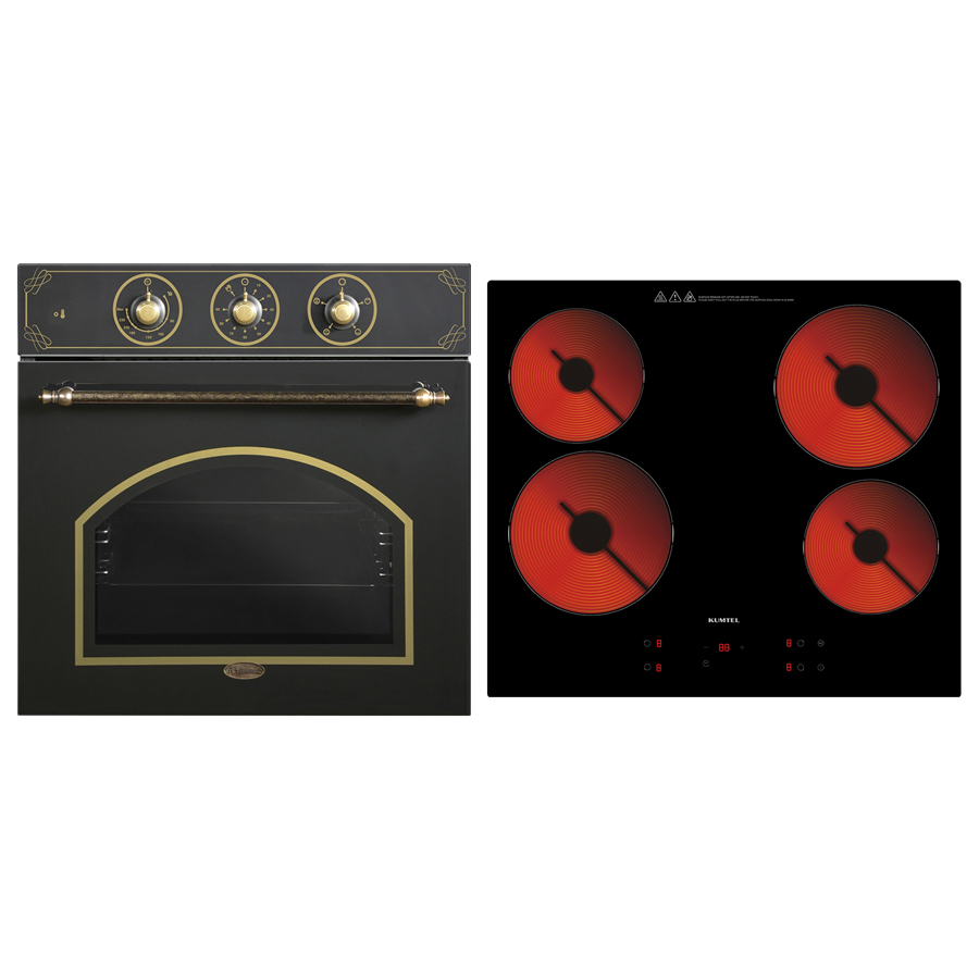 MULTIHOME ΣΕΤ ΦΟΥΡΝΟΣ ΗΛΕΚΤΡΙΚΟΣ MULTIHOME B66-SF3 (MT) BLACK RETRO + ΕΣΤΙΑ ΚΕΡΑΜΙΚΗ KUMTEL HV6-04T 999-002-89051