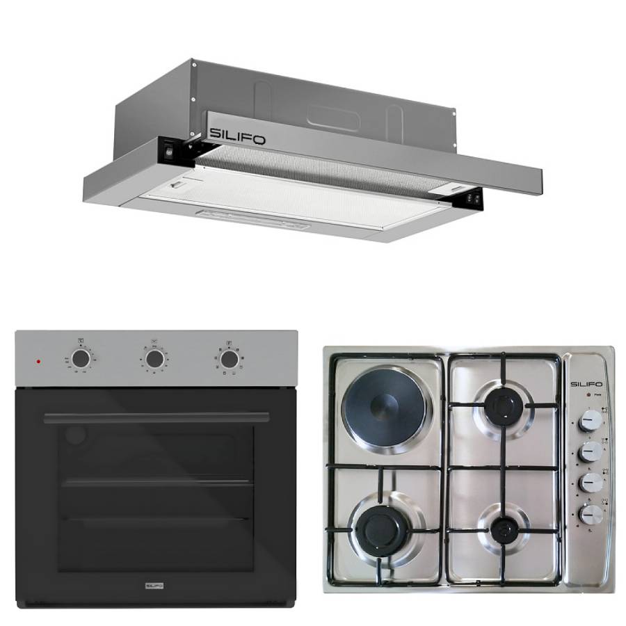 SILIFO ΣΕΤ ΦΟΥΡΝΟΣ SF6008 INOX + ΕΣΤΙΑ ΜΙΚΤΗ SF6100 INOX (3 ΥΓΡΑΕΡΙΟΥ + 1 ΗΛΕΚΤΡΙΚΟ) (4 ΕΤΗ ΕΓΓΥΗΣΗ ΕΛΛΗΝΙΚΗΣ ΑΝΤΙΠΡΟΣΩΠΕΙΑΣ) + ΑΠΟΡΡΟΦΗΤΗΡΑΣ ΣΥΡΟΜΕΝΟΣ SF6663 INOX (4 ΕΤΗ ΕΓΓΥΗΣΗ ΕΛΛΗΝΙΚΗΣ ΑΝΤΙΠΡΟΣΩΠΕΙΑΣ) SILIFO 999-002-92272