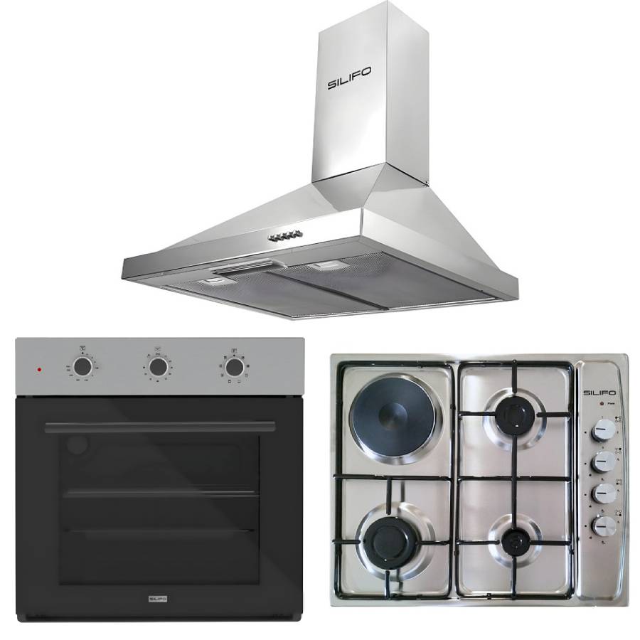 SILIFO ΣΕΤ ΦΟΥΡΝΟΣ SF6008 INOX + ΕΣΤΙΑ ΜΙΚΤΗ SF6100 INOX (3 ΥΓΡΑΕΡΙΟΥ + 1 ΗΛΕΚΤΡΙΚΟ) (4 ΕΤΗ ΕΓΓΥΗΣΗ ΕΛΛΗΝΙΚΗΣ ΑΝΤΙΠΡΟΣΩΠΕΙΑΣ) + ΑΠΟΡΡΟΦΗΤΗΡΑΣ ΚΑΜΙΝΑΔΑ SF6619 INOX 60CM (4 ΕΤΗ ΕΓΓΥΗΣΗ ΕΛΛΗΝΙΚΗΣ ΑΝΤΙΠΡΟΣΩΠΕΙΑΣ) SILIFO 999-002-92274