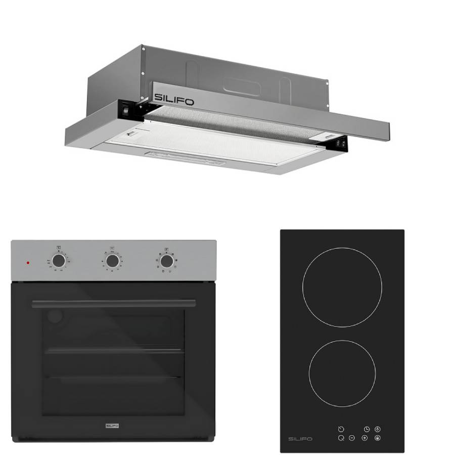 SILIFO ΣΕΤ ΦΟΥΡΝΟΣ SF6008 INOX + ΕΣΤΙΑ DOMINO ΚΕΡΑΜΙΚΗ SF6801HDV2 + ΑΠΟΡΡΟΦΗΤΗΡΑΣ ΣΥΡΟΜΕΝΟΣ SF6663 INOX (4 ΕΤΗ ΕΓΓΥΗΣΗ ΕΛΛΗΝΙΚΗΣ ΑΝΤΙΠΡΟΣΩΠΕΙΑΣ) SILIFO 999-002-92280