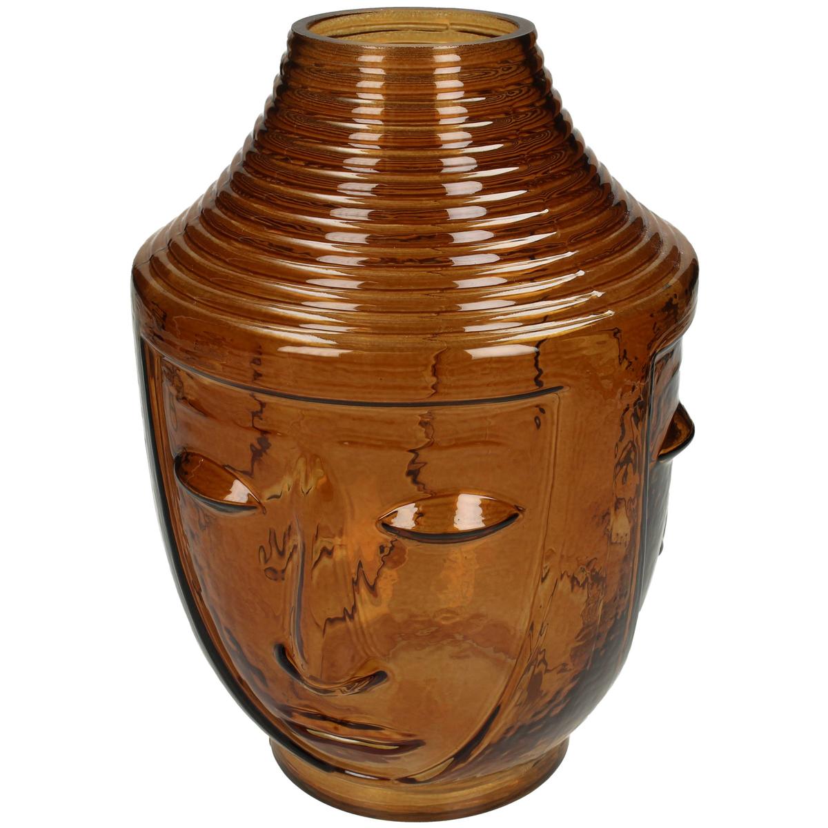 Βάζο ArteLibre Πρόσωπο Καφέ Γυαλί 18x18x25cm Βάζο ArteLibre Πρόσωπο Καφέ Γυαλί 18x18x25cm