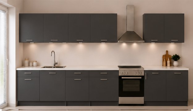 Omarket Γωνιακή Κουζίνα 88 307x339 Πλάτος 646 κουτία 57cm / 98cm / 79cm / Γωνία 90x90 / 39cm / 37cm / 41cm Κρεμαστά – Βάσεις μαζί με πάγκο μελαμίνης 3,2cm Omarket-anthraki231282375545