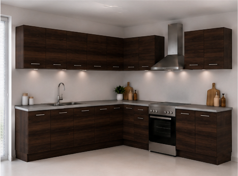 Omarket Γωνιακή Κουζίνα 81 361x340 Πλάτος 701 κουτία 103cm / 80cm / 49cm / 54cm / Γωνία 90x90 / 79cm / 76cm / 96cm / 63cm / 100cm Κρεμαστά – Βάσεις μαζί με πάγκο μελαμίνης 3,2cm Omarket-wenge231282374845