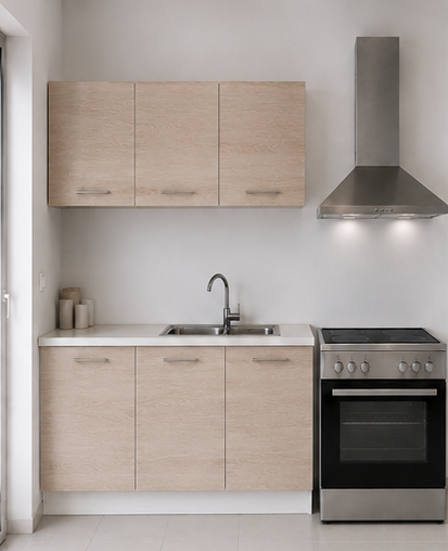 Omarket Ευθεία Κουζίνα 79 Πλάτος 170 κουτία 52cm / 39cm / 78cm Κρεμαστά – Βάσεις μαζί με πάγκο μελαμίνης 3,2cm Omarket-sono82364645