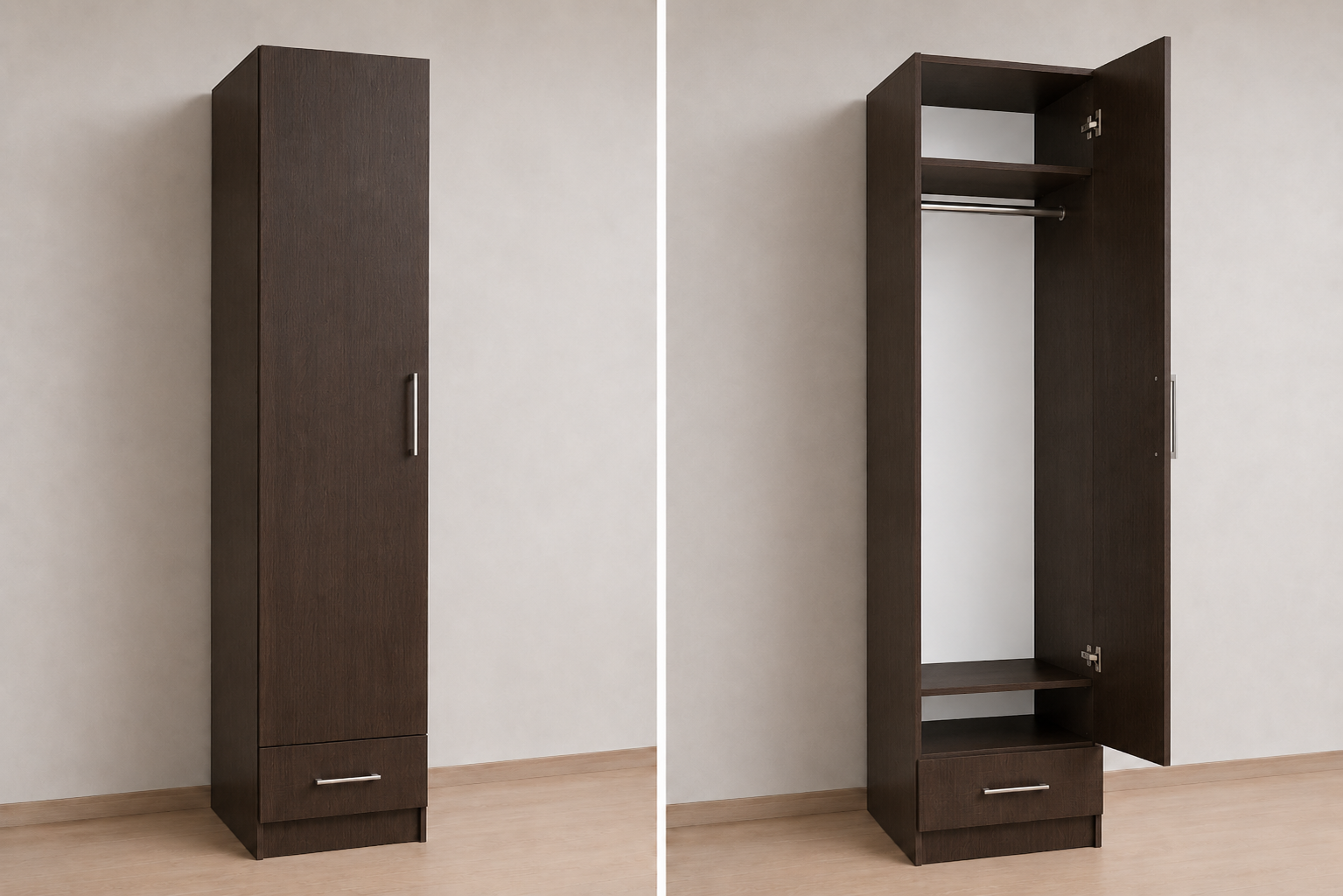 Omarket Ντουλάπα Wenge 50x243x56 Μαζί με δύο συρτάρια NT12144L-050-243-49735  Κουτί  BOX50 χωρίς πατάρι