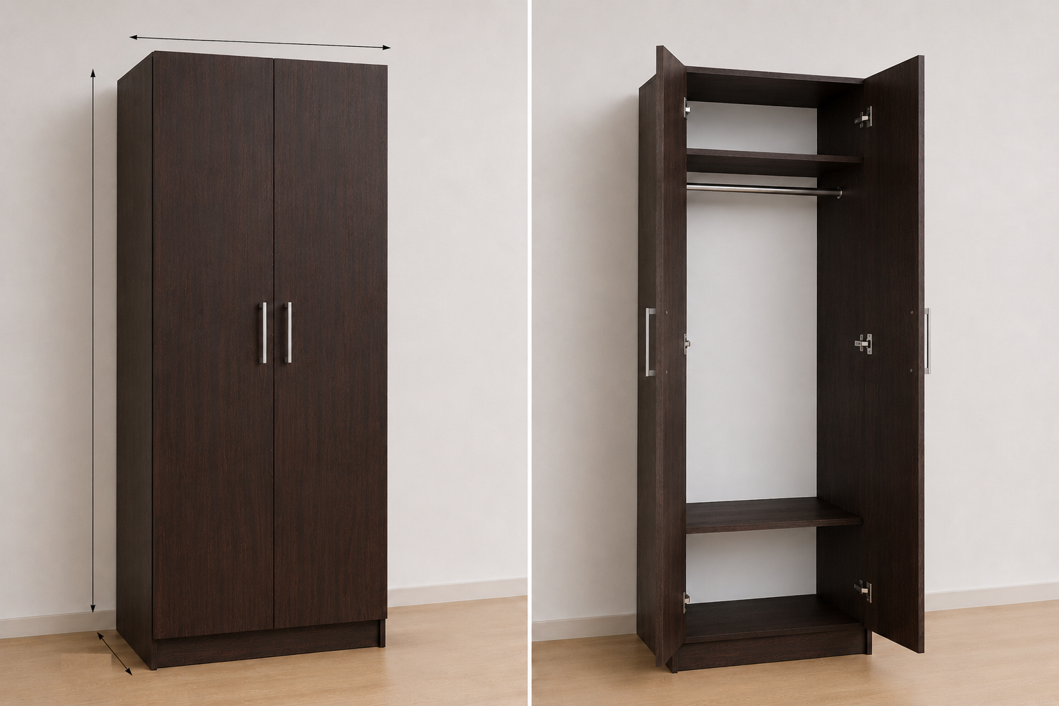 Omarket Ντουλάπα Wenge92x225x56  N8T1215L-092-225-43099  Κουτί  BOX92 χωρίς πατάρι