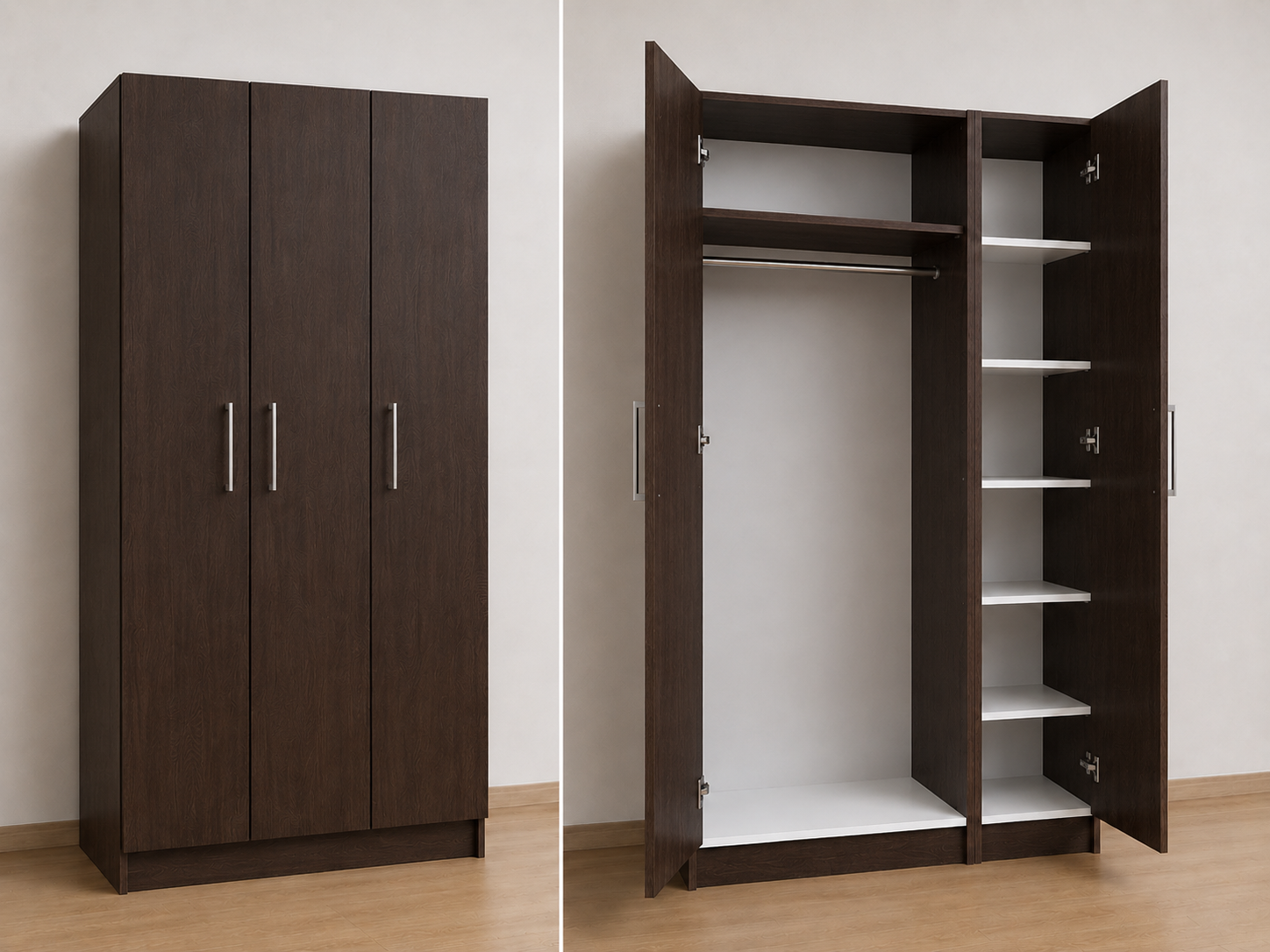Omarket Ντουλάπα Wenge149x224x56 N8T1215L-149-224-42785 Κουτί BOX100|BOX49 χωρίς πατάρι