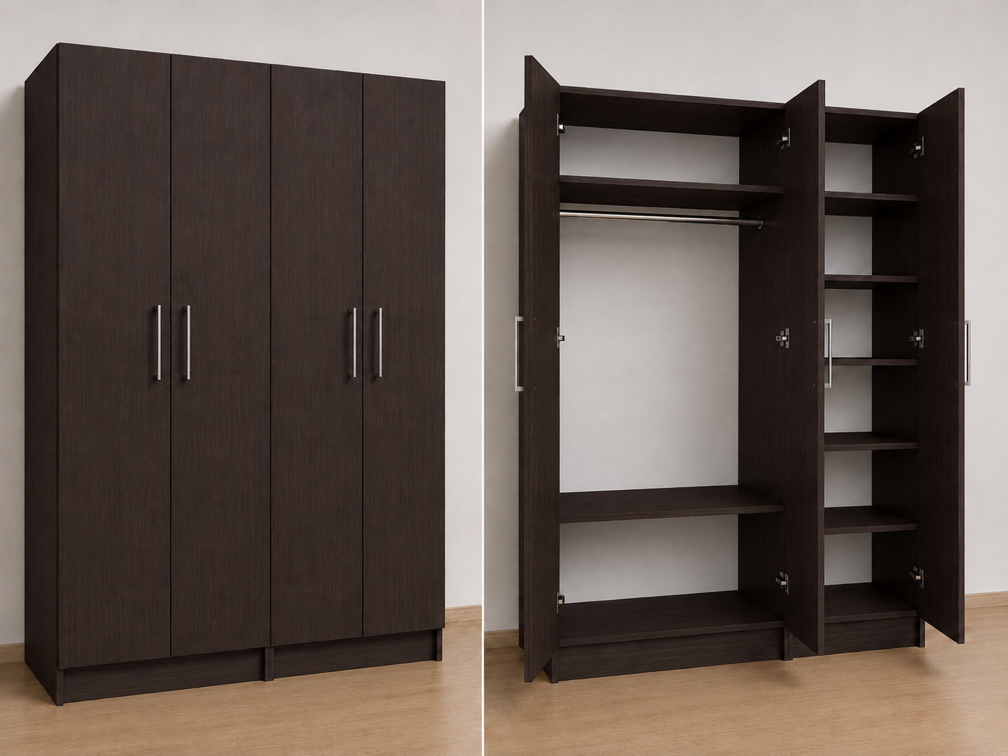 Omarket Ντουλάπα Wenge249x224x56 N8T1215L-249-224-42885 Κουτί BOX100|BOX100|BOX49 χωρίς πατάρι