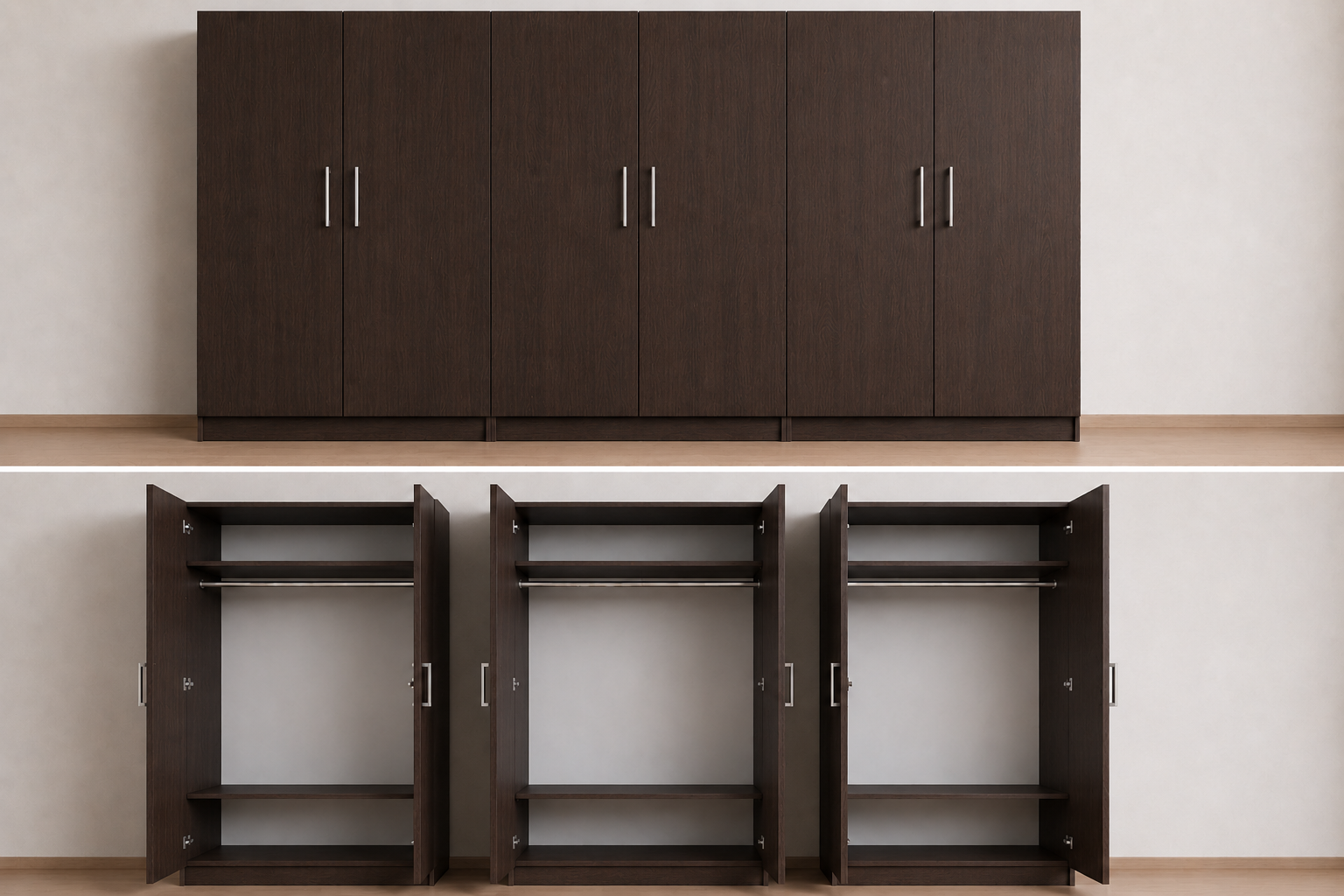 Omarket Ντουλάπα Wenge255x224x56 N8T1215L-255-224-42891 Κουτί BOX100|BOX100|BOX55 χωρίς πατάρι