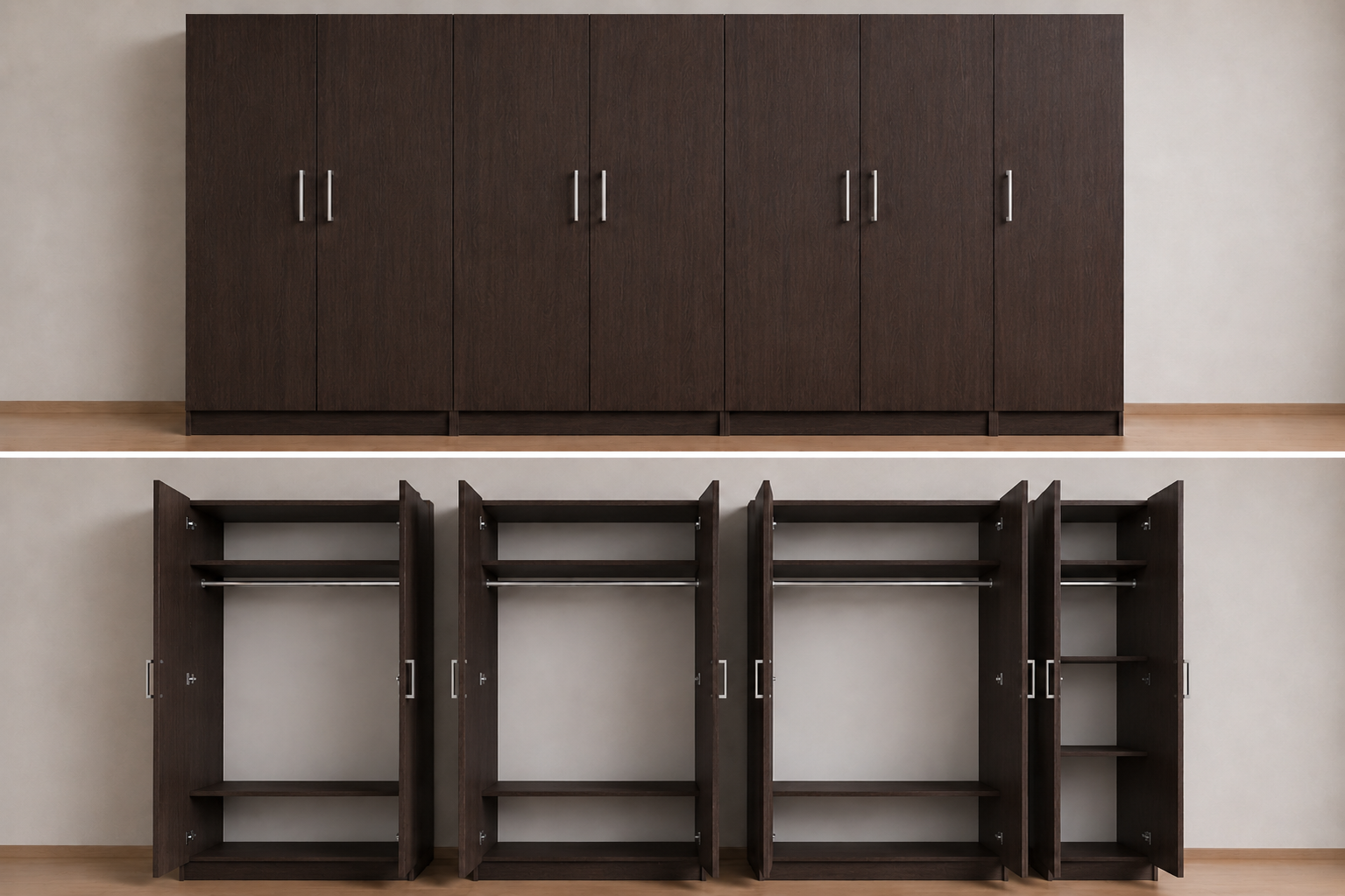 Omarket Ντουλάπα Wenge349x224x56 N8T1215L-349-224-42985 Κουτί BOX100|BOX100|BOX100|BOX49 χωρίς πατάρι