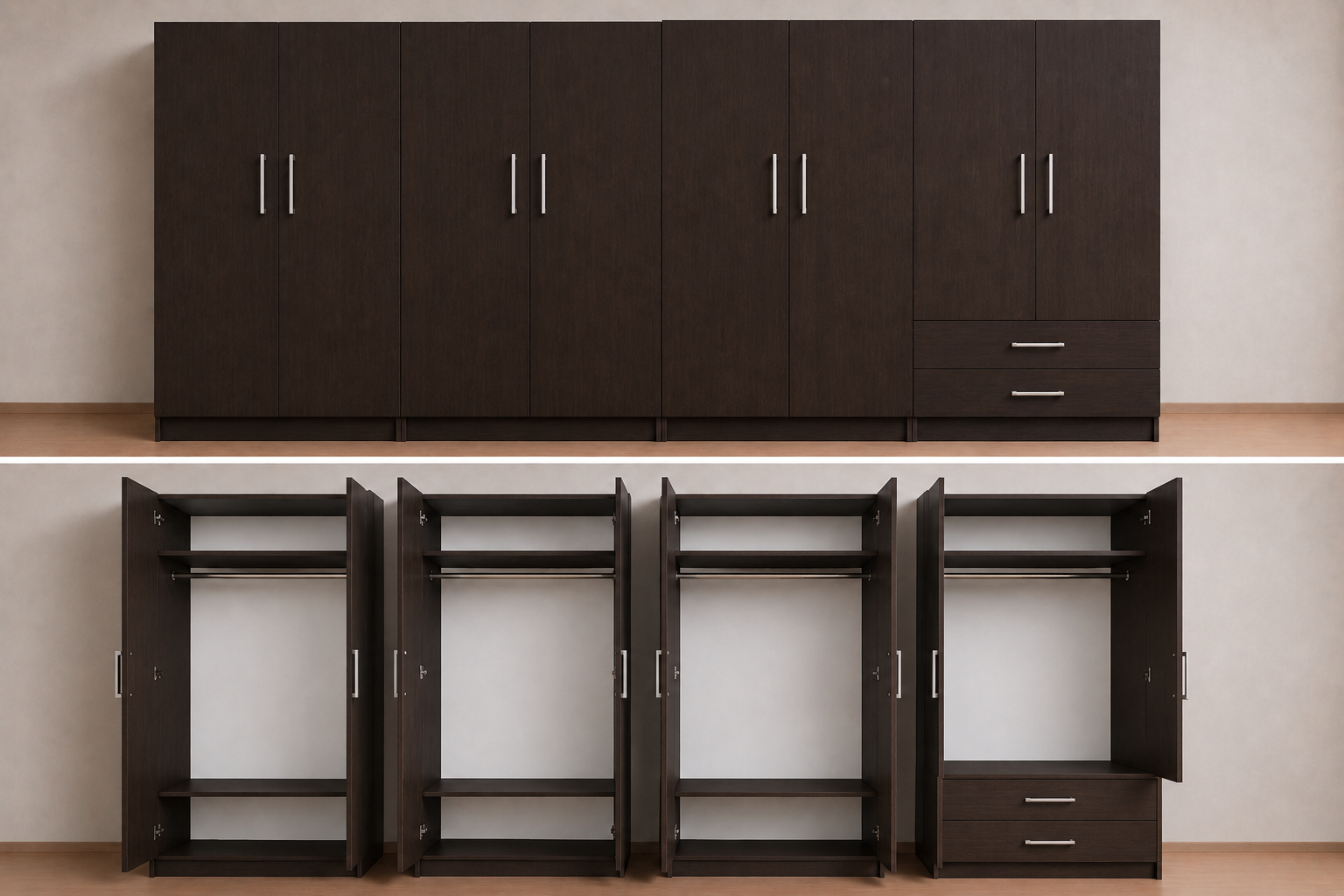 Omarket Ντουλάπα Wenge 399x242x56 Μαζί με δύο συρτάρια NT12144L-399-242-49713  Κουτί  BOX100|BOX100|BOX100|BOX99 χωρίς πατάρι