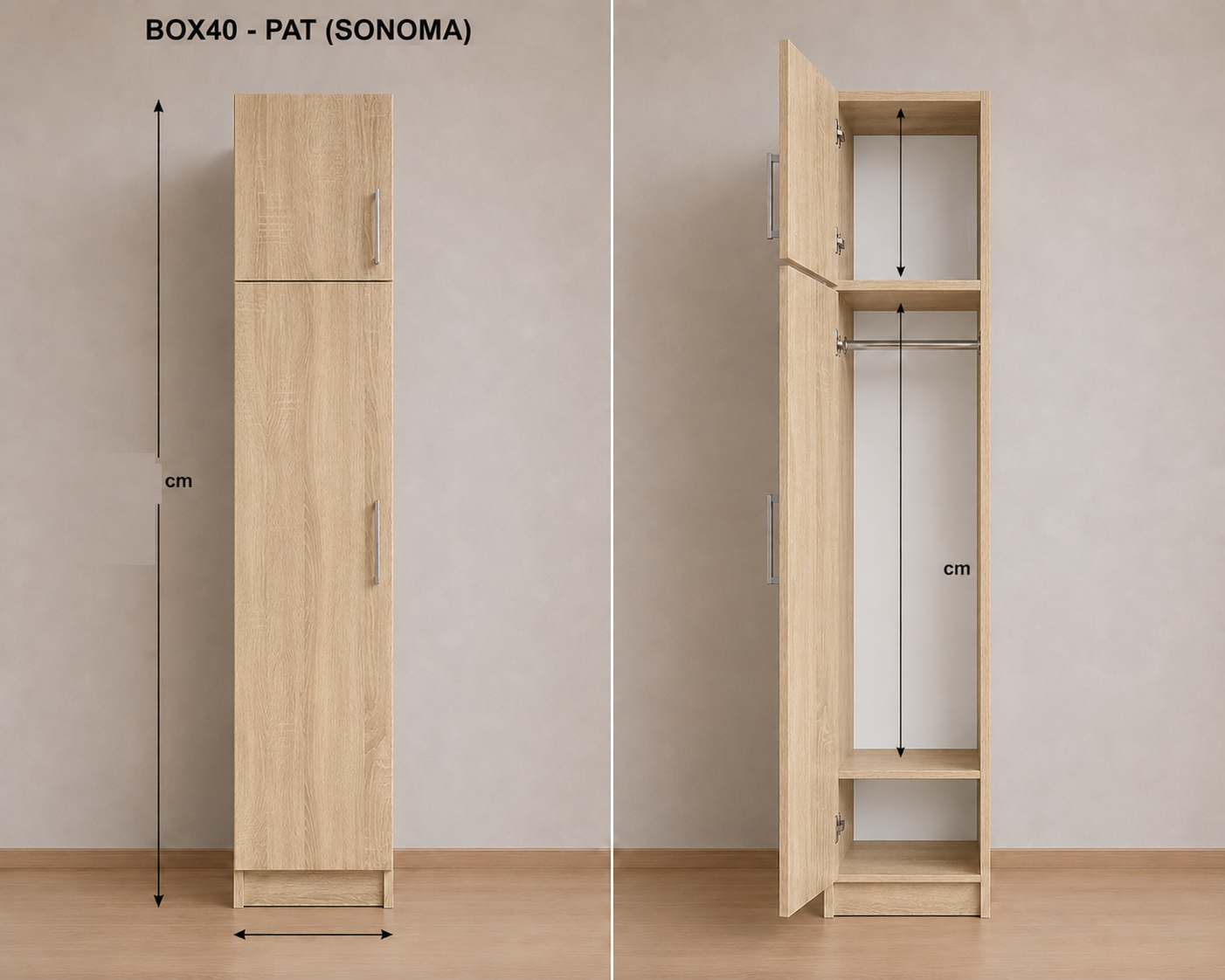 Omarket Ντουλάπα sonoma-ΔΡΥΣ 49x285x56 με πατάρι 60cm N7T1214L-049-285-43056 Κουτί BOX49 Πατάρι PAT49