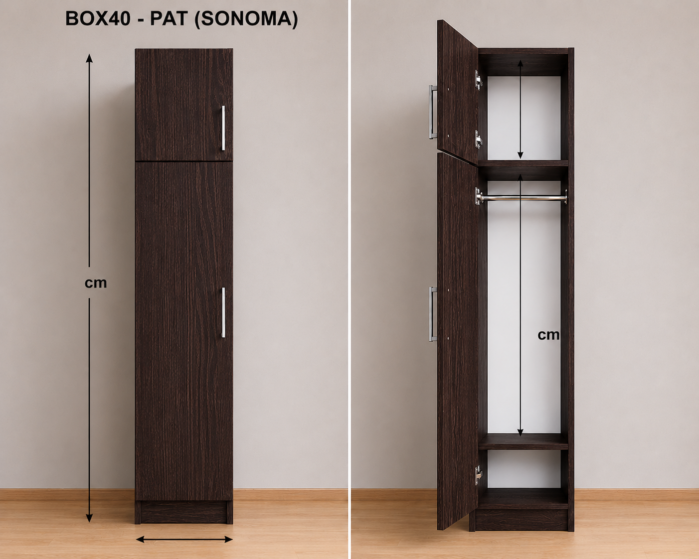 Omarket Ντουλάπα Wenge49x285x56 με πατάρι 60cm N8T1215L-049-285-43056 Κουτί BOX49 Πατάρι PAT49