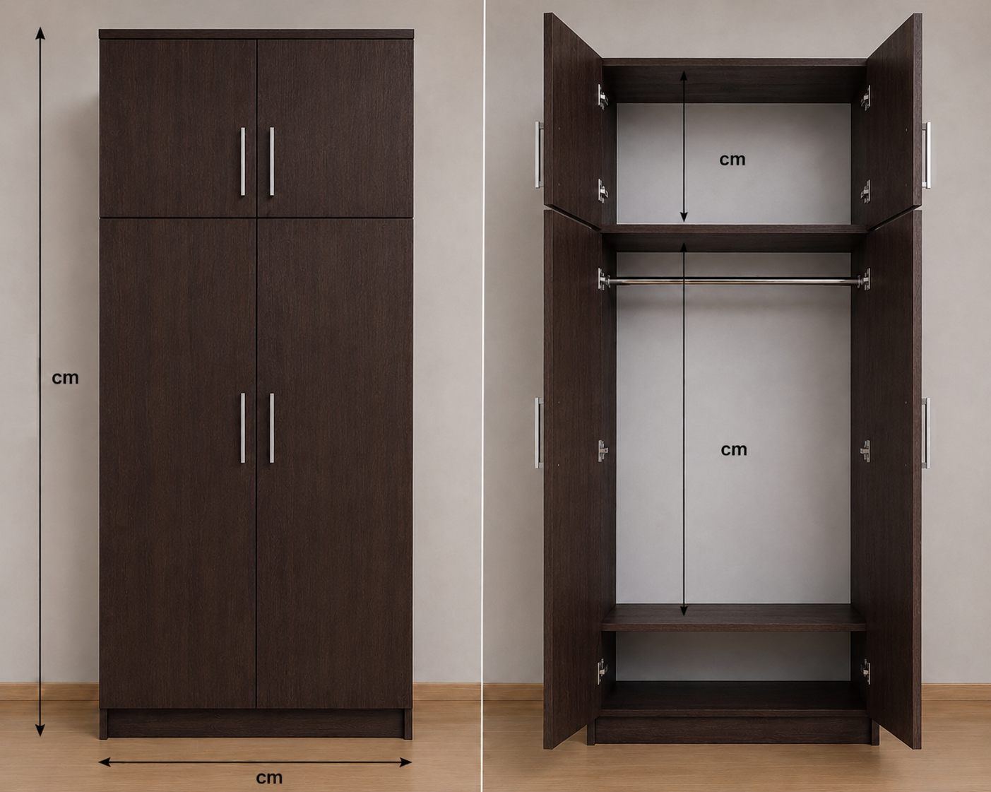 Omarket Ντουλάπα Wenge93x285x56 με πατάρι 60cm  N8T1215L-093-285-43100  Κουτί  BOX93  Πατάρι  PAT93