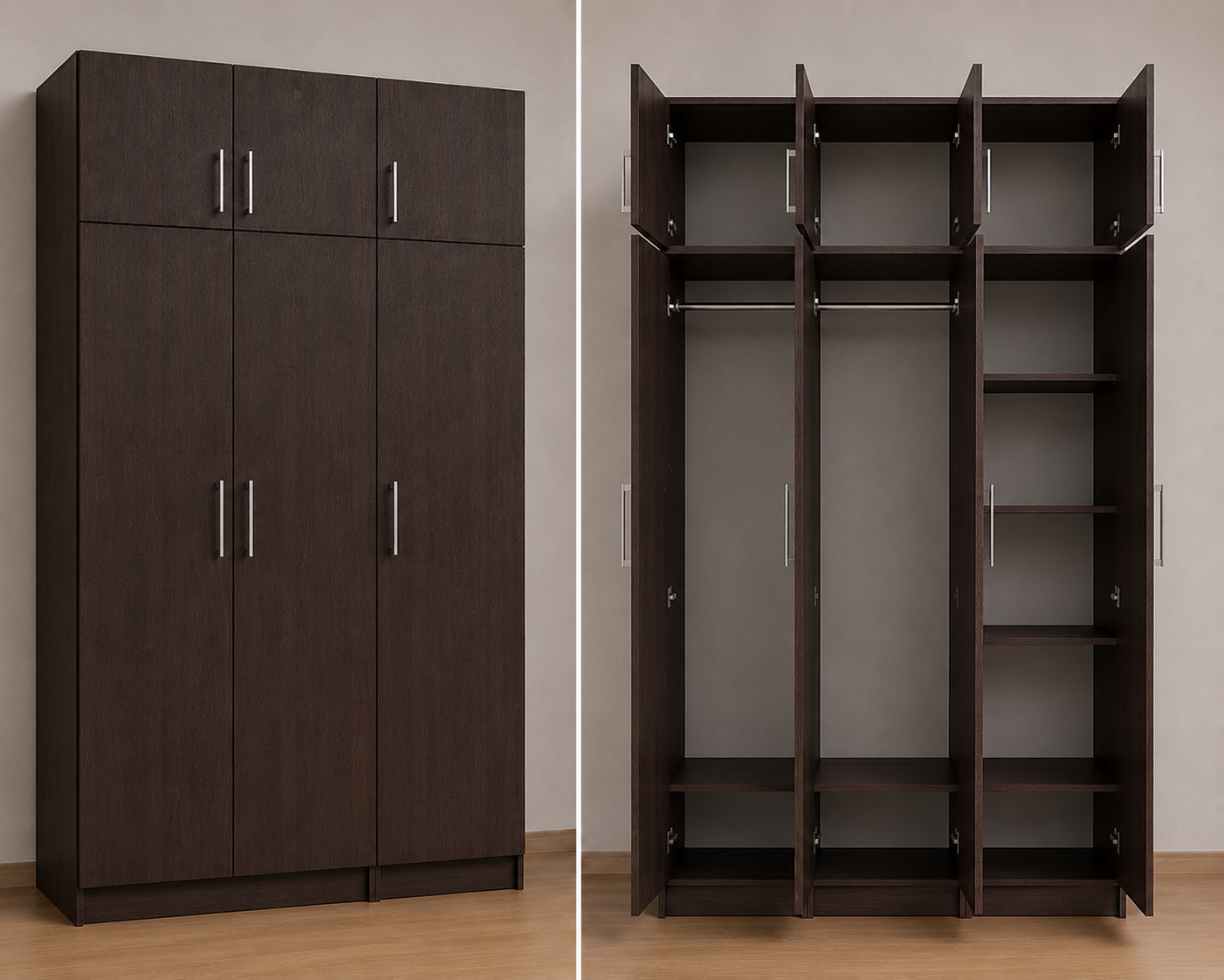 Omarket Ντουλάπα Wenge150x284x56 με πατάρι 60cm N8T1215L-150-284-42786 Κουτί BOX100|BOX50 Πατάρι PAT100|PAT50