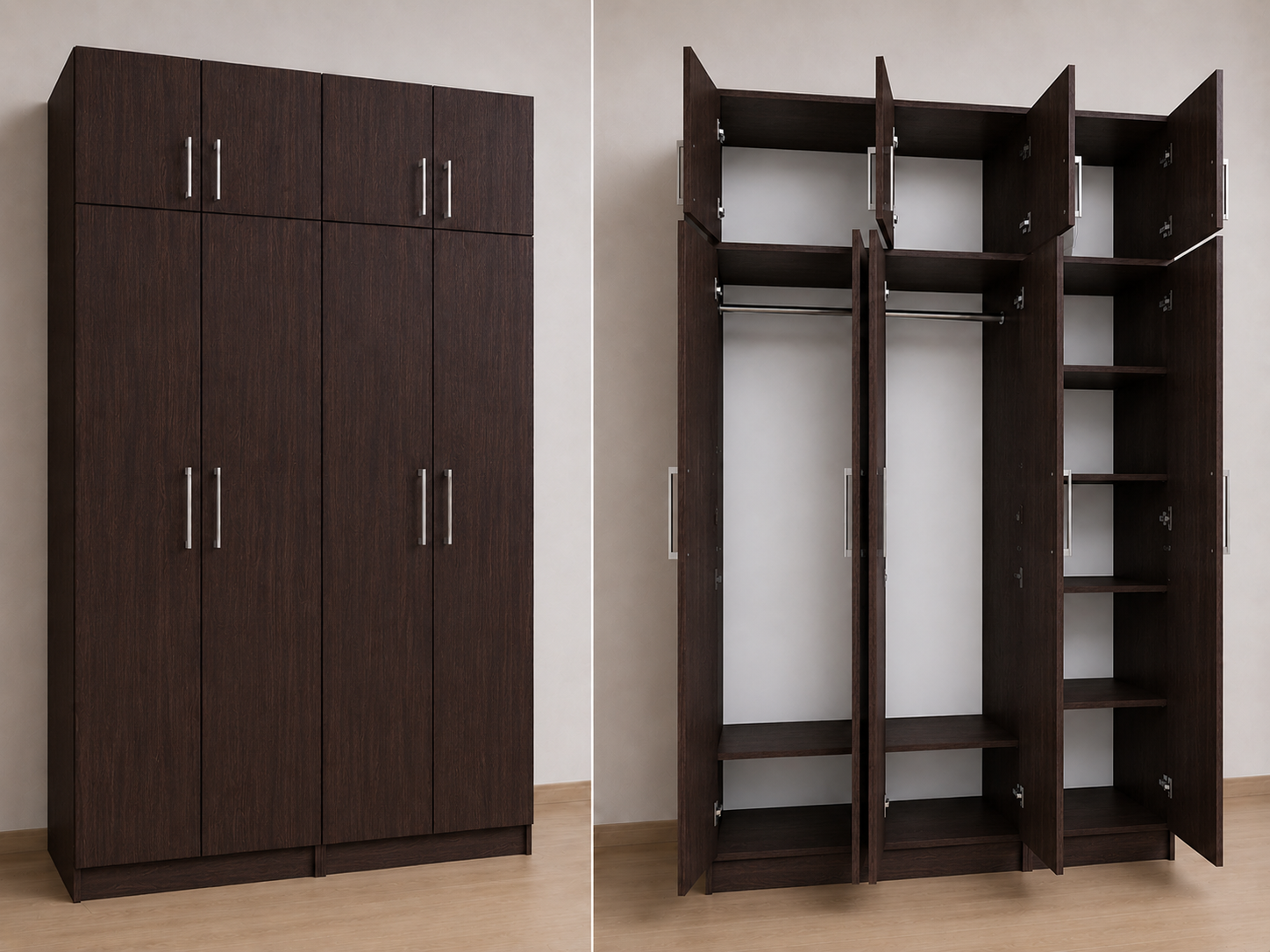 Omarket Ντουλάπα Wenge200x284x56 με πατάρι 60cm  N8T1215L-200-284-42836  Κουτί  BOX100|BOX100  Πατάρι  PAT100|PAT100