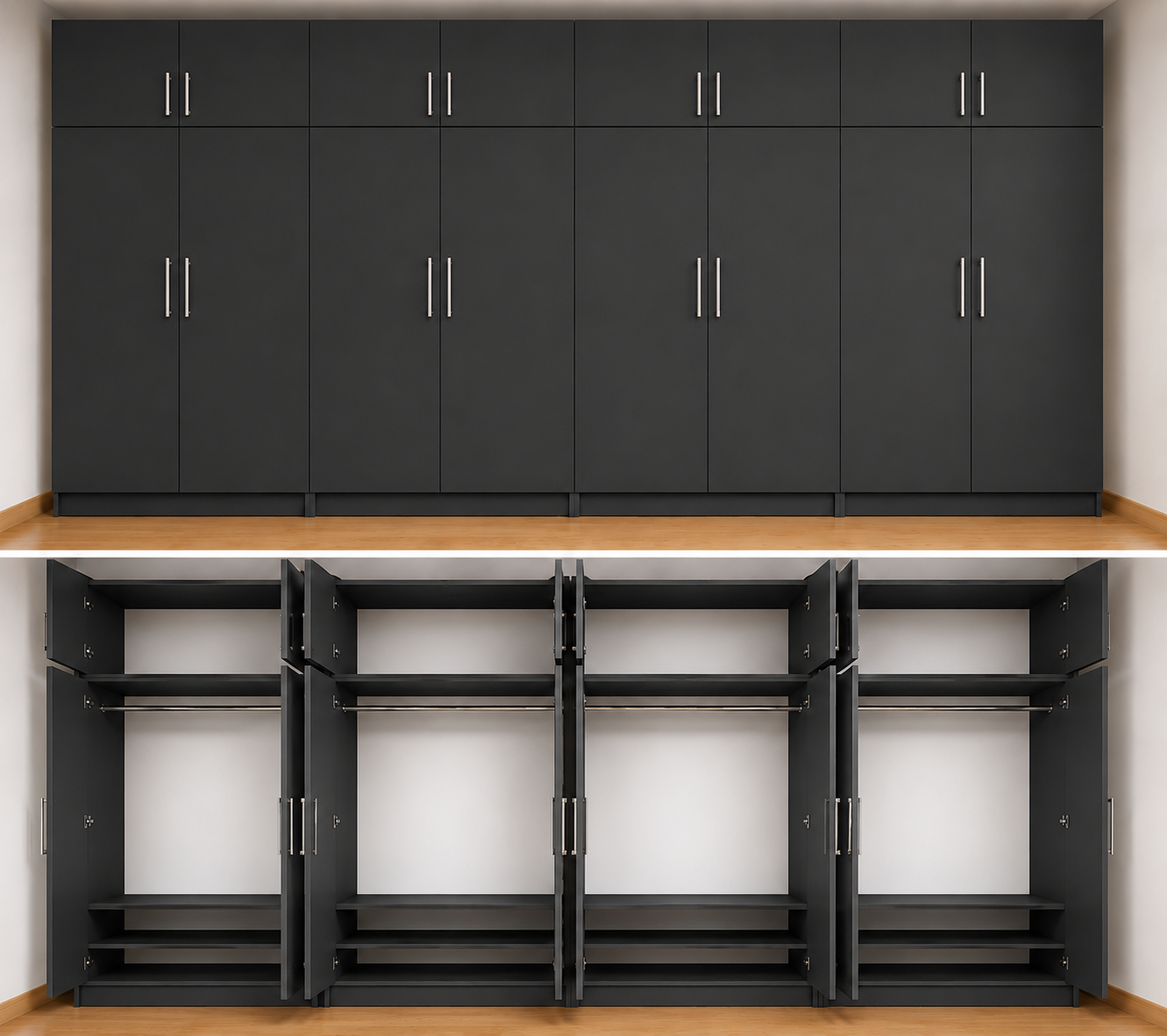 Omarket Ντουλάπα ανθρακί 400x302x56 με πατάρι 60cm  N2T1214L-400-302-49714  Κουτί  BOX100|BOX100|BOX100|BOX100  Πατάρι  PAT100|PAT100|PAT100|PAT100