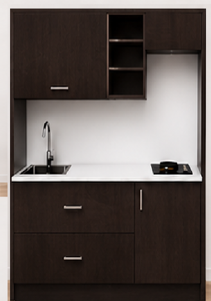 Omarket Studio170Plus06 Πολυκουζινάκι 170cm, ύψος 220cm, βάθος 50cm, wenge μοριοσανίδα 16mm, πάγκος 32mm, μικρή inox γούρνα αριστερά, εστία 2 ματιών δεξιά, σχέδιο Plus. Omarket-polikou3387649046