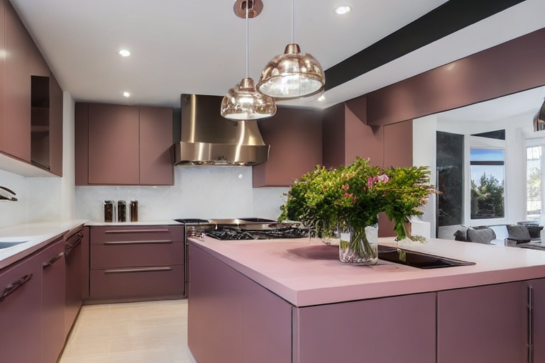 Omarket Nova Living 2 χρώμα Λακέ Σκονισμένο Ροζ έπιπλα κουζίνας 10 Μέτρα συνολικα τρέχον μέτρα Omarket-65652246