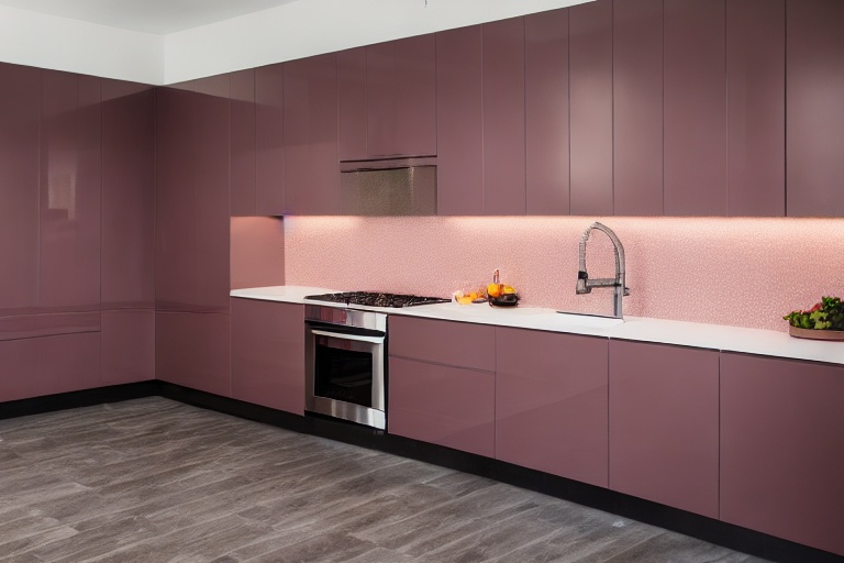 Omarket Loft Plus 2 χρώμα Λακέ Σκονισμένο Ροζ έπιπλα κουζίνας 10 Μέτρα συνολικα τρέχον μέτρα Omarket-65652151