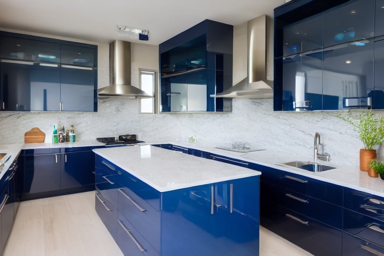 Omarket Estia Living 2 χρώμα Λακέ Πετρόλ έπιπλα κουζίνας 10 Μέτρα συνολικα τρέχον μέτρα Omarket-65651866