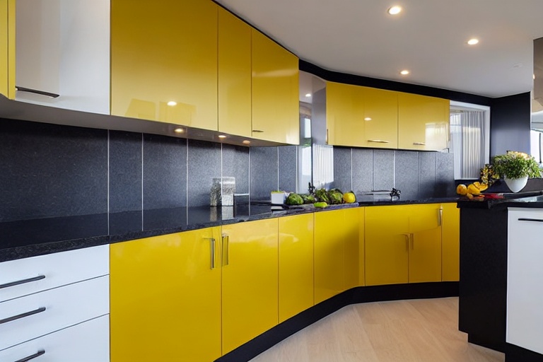 Omarket Thalassa Signature 2 χρώμα Λακέ Μουσταρδί έπιπλα κουζίνας 10 Μέτρα συνολικα τρέχον μέτρα Omarket-65651802