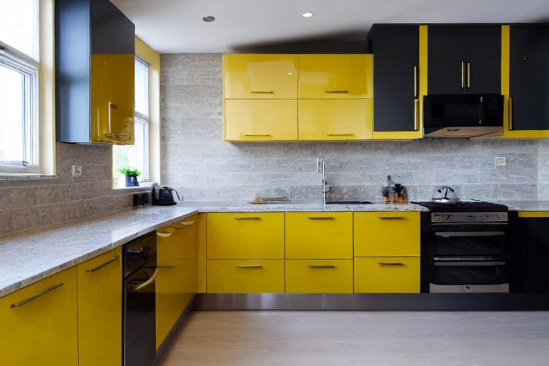 Omarket Bella Lux 2 χρώμα Λακέ Μουσταρδί έπιπλα κουζίνας 10 Μέτρα συνολικα τρέχον μέτρα Omarket-65651573
