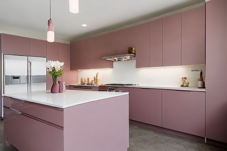 Omarket Siena Elegance 3 χρώμα Λακέ Σκονισμένο Ροζ έπιπλα κουζίνας 10 Μέτρα συνολικα τρέχον μέτρα Omarket-65651379