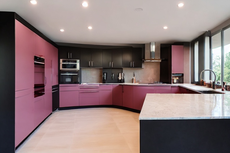 Omarket Monaco Living 3 χρώμα Λακέ Σκονισμένο Ροζ έπιπλα κουζίνας 10 Μέτρα συνολικα τρέχον μέτρα Omarket-65650966