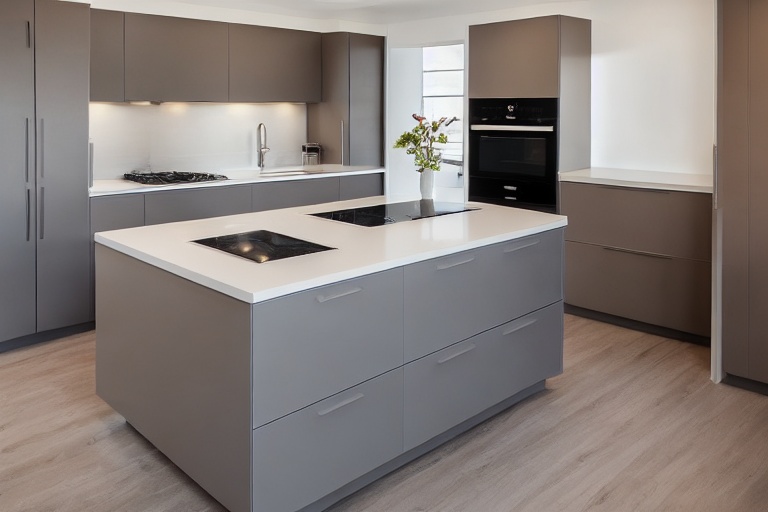 Omarket Milano Modern 4 χρώμα Γκρι Ανοιχτό Πάνω & Δρυς Σκούρα Κάτω έπιπλα κουζίνας 10 Μέτρα συνολικα τρέχον μέτρα Omarket-65650424