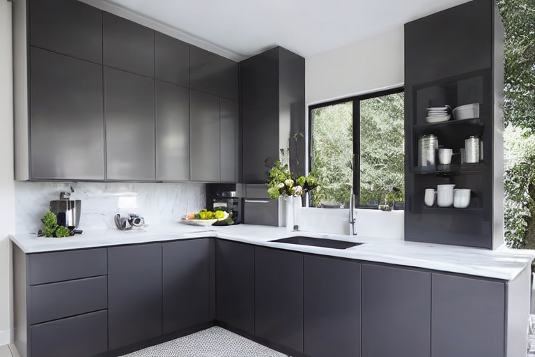 Omarket Luna Modern 4 χρώμα Λακέ Γκρι Σκούρο έπιπλα κουζίνας 10 Μέτρα συνολικα τρέχον μέτρα Omarket-65650264