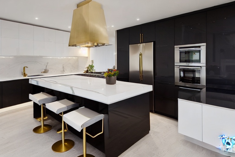 Omarket Nova Living 4 χρώμα Ορείχαλκος & Λευκό Λακέ έπιπλα κουζίνας 10 Μέτρα συνολικα τρέχον μέτρα Omarket-65650246