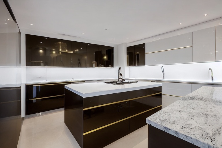 Omarket Urban Home 4 χρώμα Ορείχαλκος & Λευκό Λακέ έπιπλα κουζίνας 10 Μέτρα συνολικα τρέχον μέτρα Omarket-65650167
