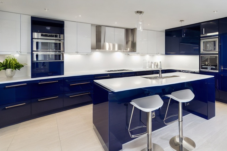 Omarket Loft Home 4 χρώμα Νησί Μπλε & Λευκό Περίμετρος έπιπλα κουζίνας 10 Μέτρα συνολικα τρέχον μέτρα Omarket-65650147