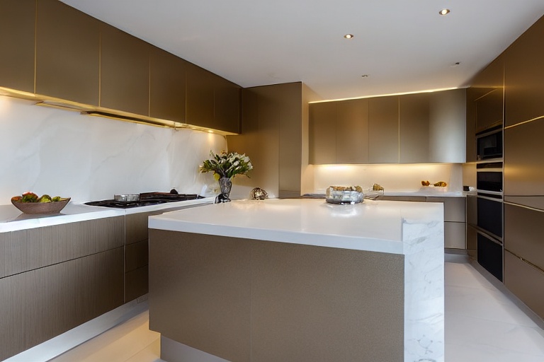 Omarket Riviera Elegance 4 χρώμα Βουρτσιστό Χρυσό έπιπλα κουζίνας 10 Μέτρα συνολικα τρέχον μέτρα Omarket-65650019